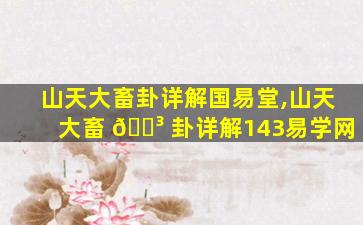 山天大畜卦详解国易堂,山天大畜 🐳 卦详解143易学网